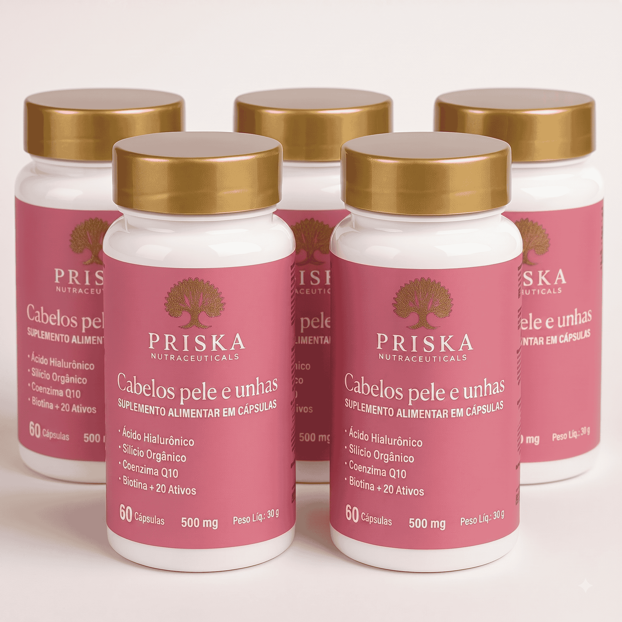 Cápsulas Priska Nutraceuticals — cabelos, pele e unhas
